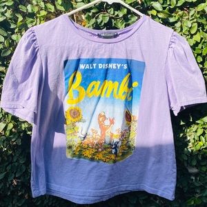 Zara Disney Bambi vintage puff sleeve crop top